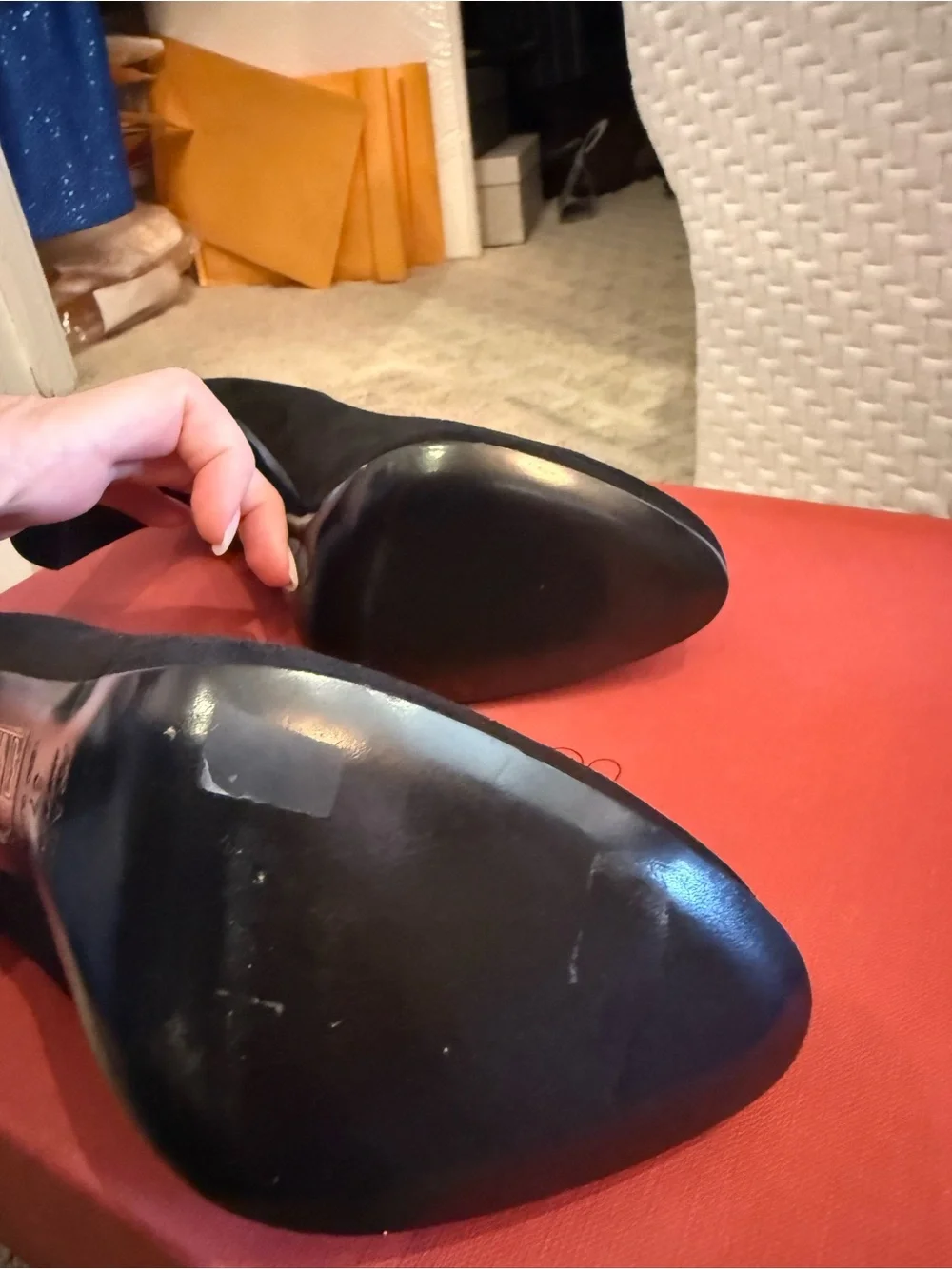 Prada Black Suede Pointed-Toe High Heels with Burgundy Interior
